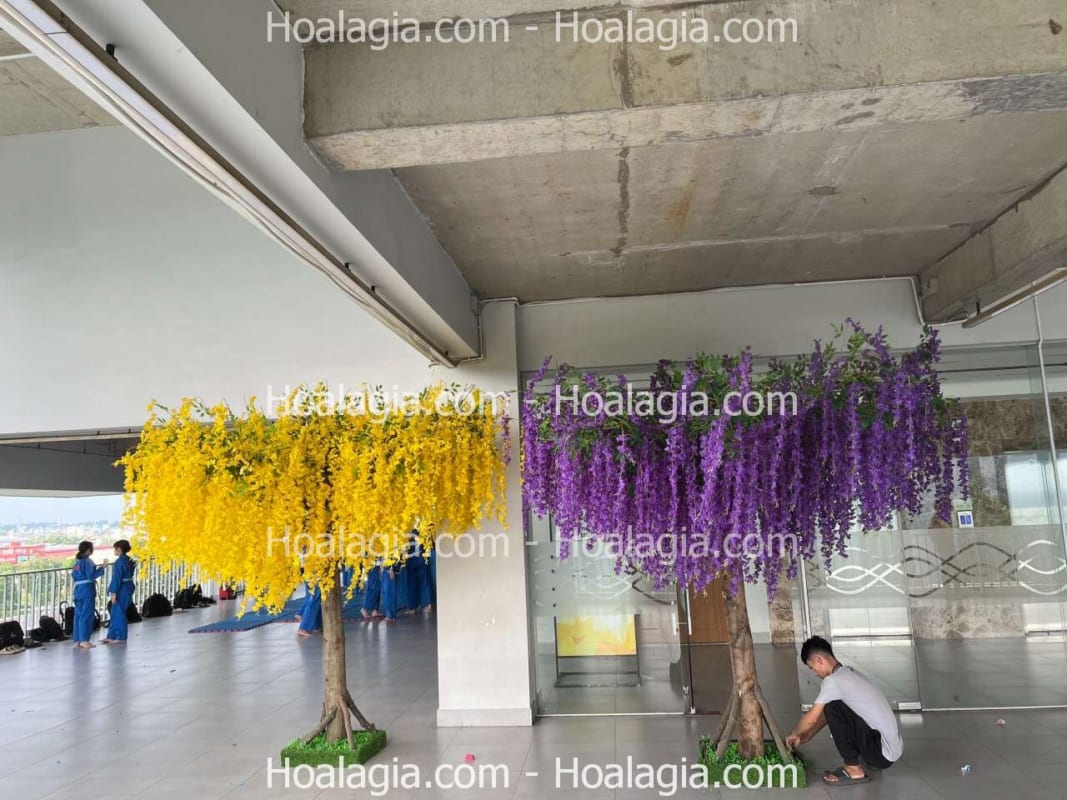 cây hoa tử đằng giả cao 2m5