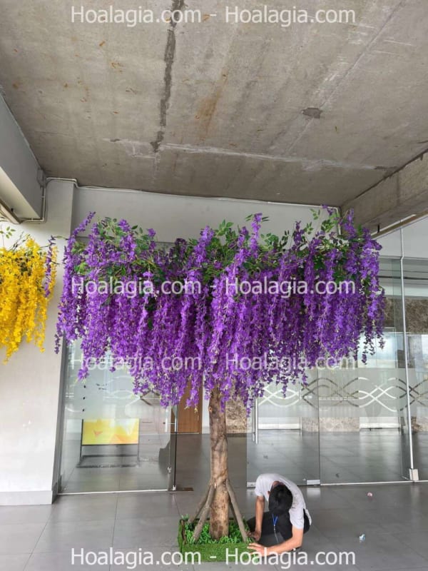 cây hoa tử đằng giả cao 2m5