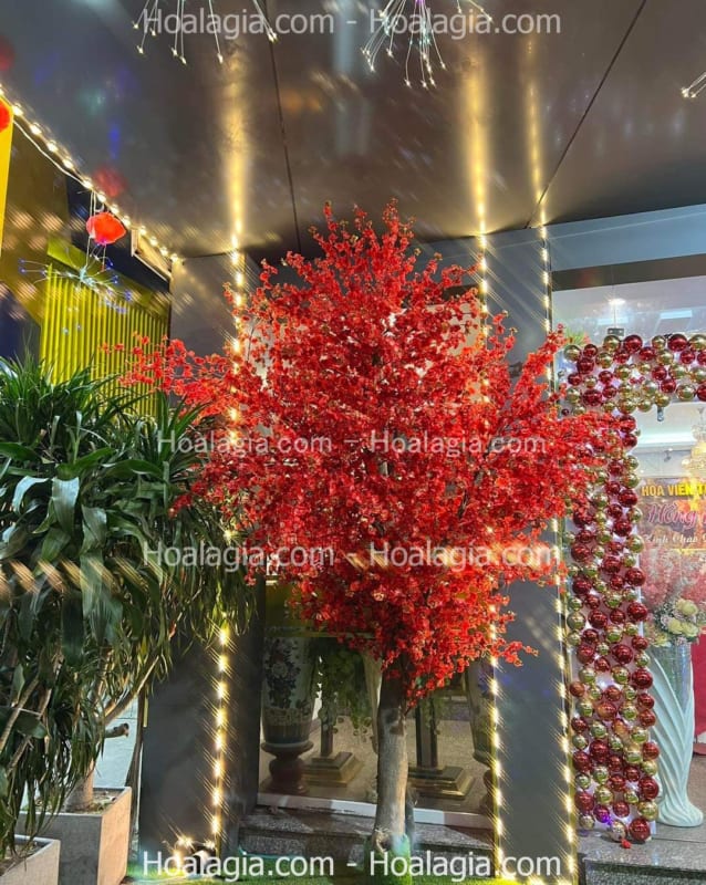 cây hoa đào đỏ giả giá rẻ
