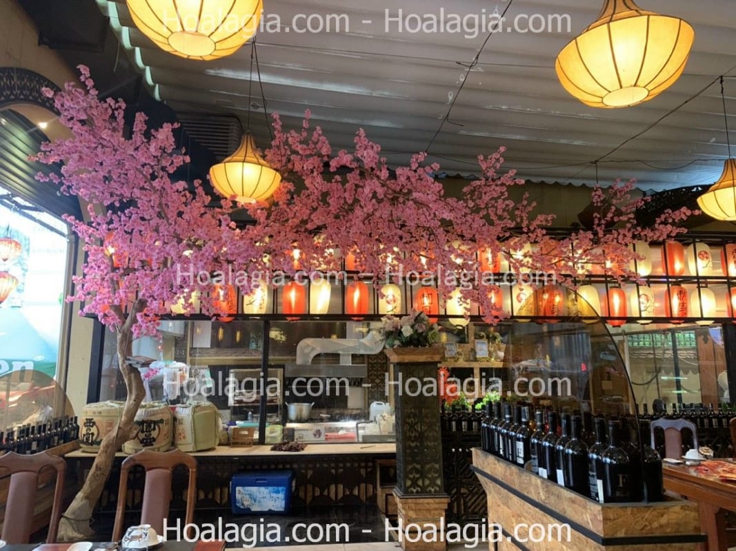 decor cây giả quán trà sữa
