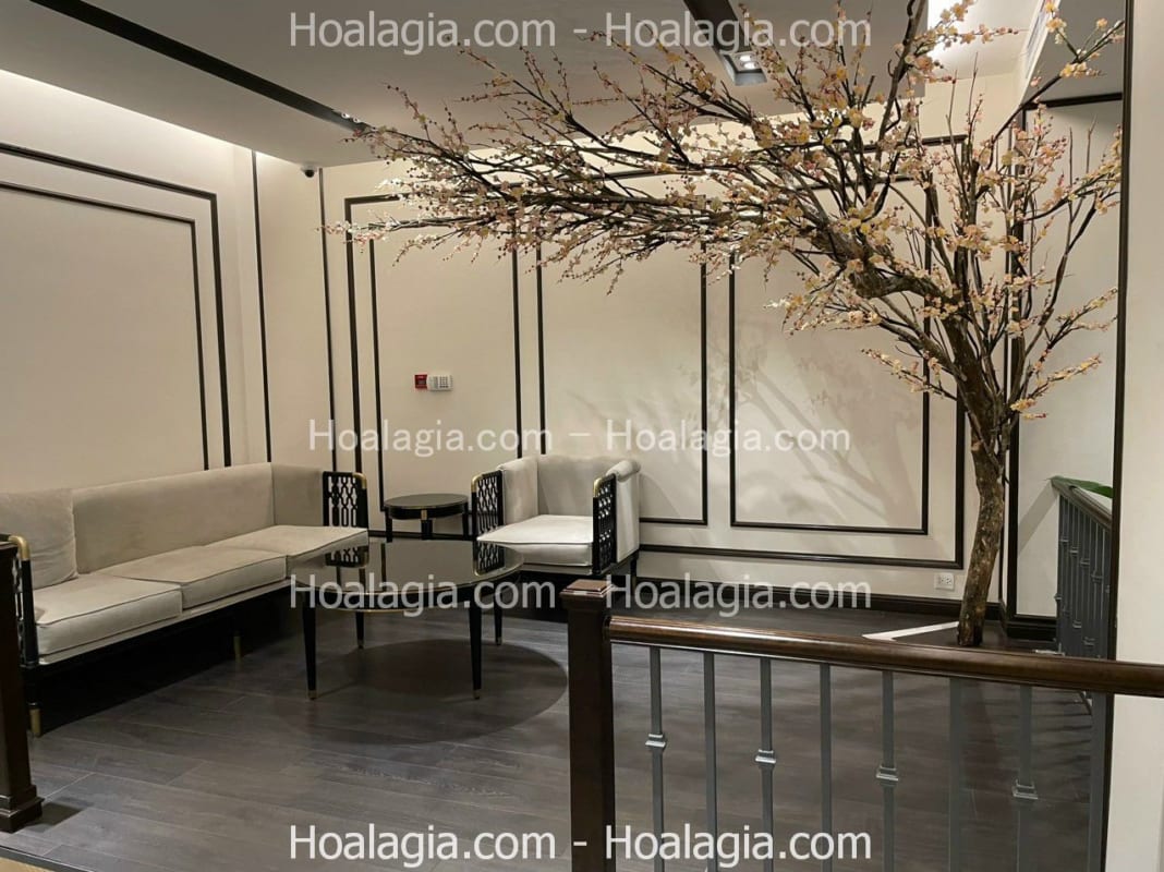 decor cây giả quán trà sữa
